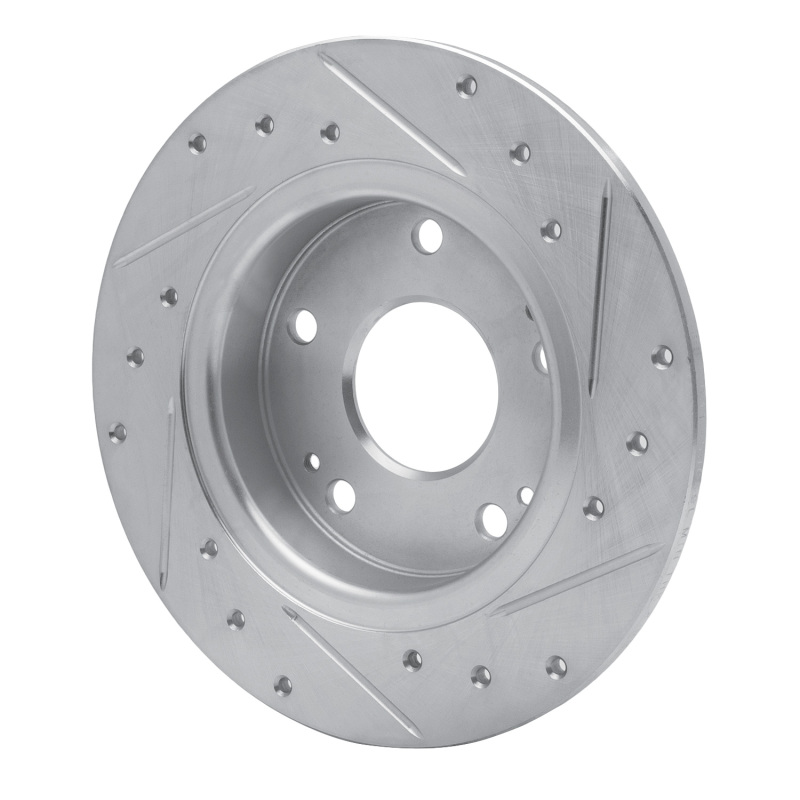 Honda Civic Brake Rotor (1) - Rear Left - R1 Concepts - Drilled & Slotted - Silver - `16-`25